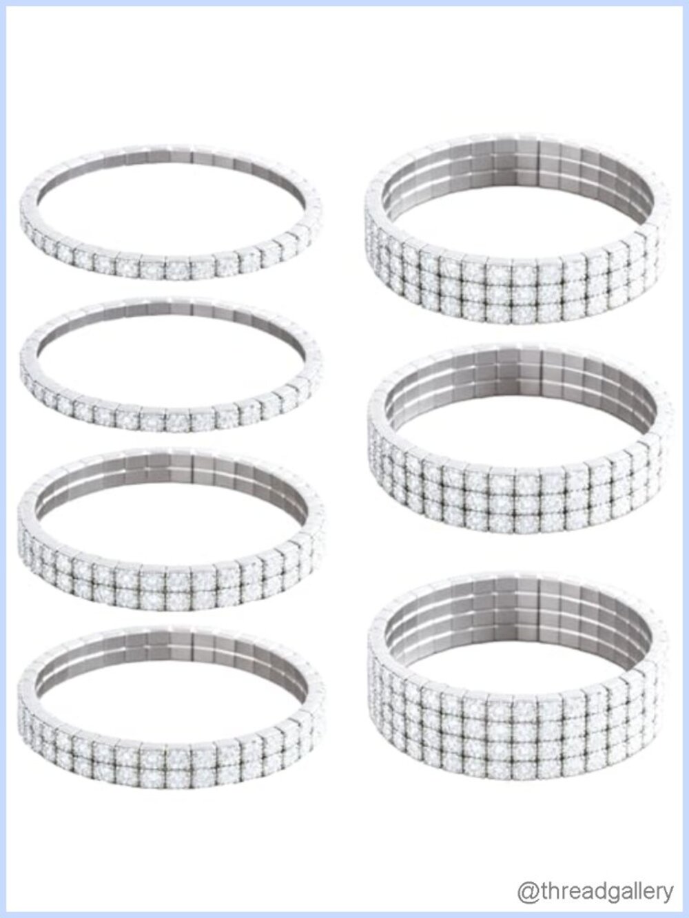 Rhinestone Stretch Bracelet Set Stackable Bangle Wedding Jewelry for Women